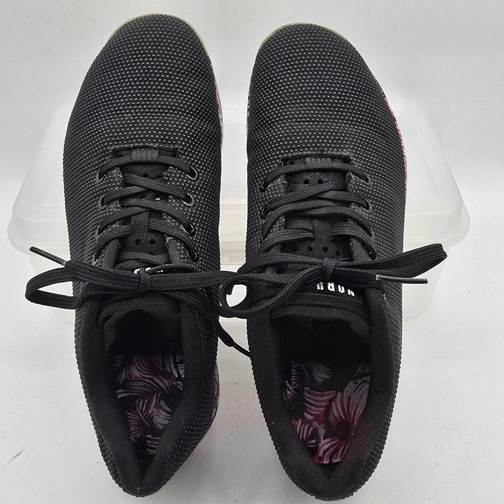 NOBULL Trainer Shoes Mens Size 9 Black Floral Low Top Gym Training Sneakers
